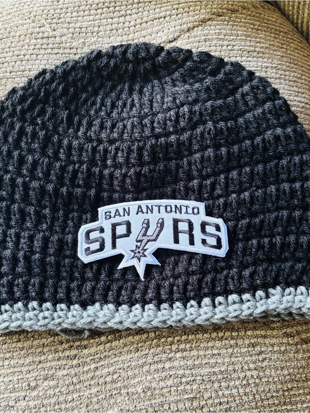San Antonio Spurs NBA Beanie Hat Hand Crochet NWT One of a Kind